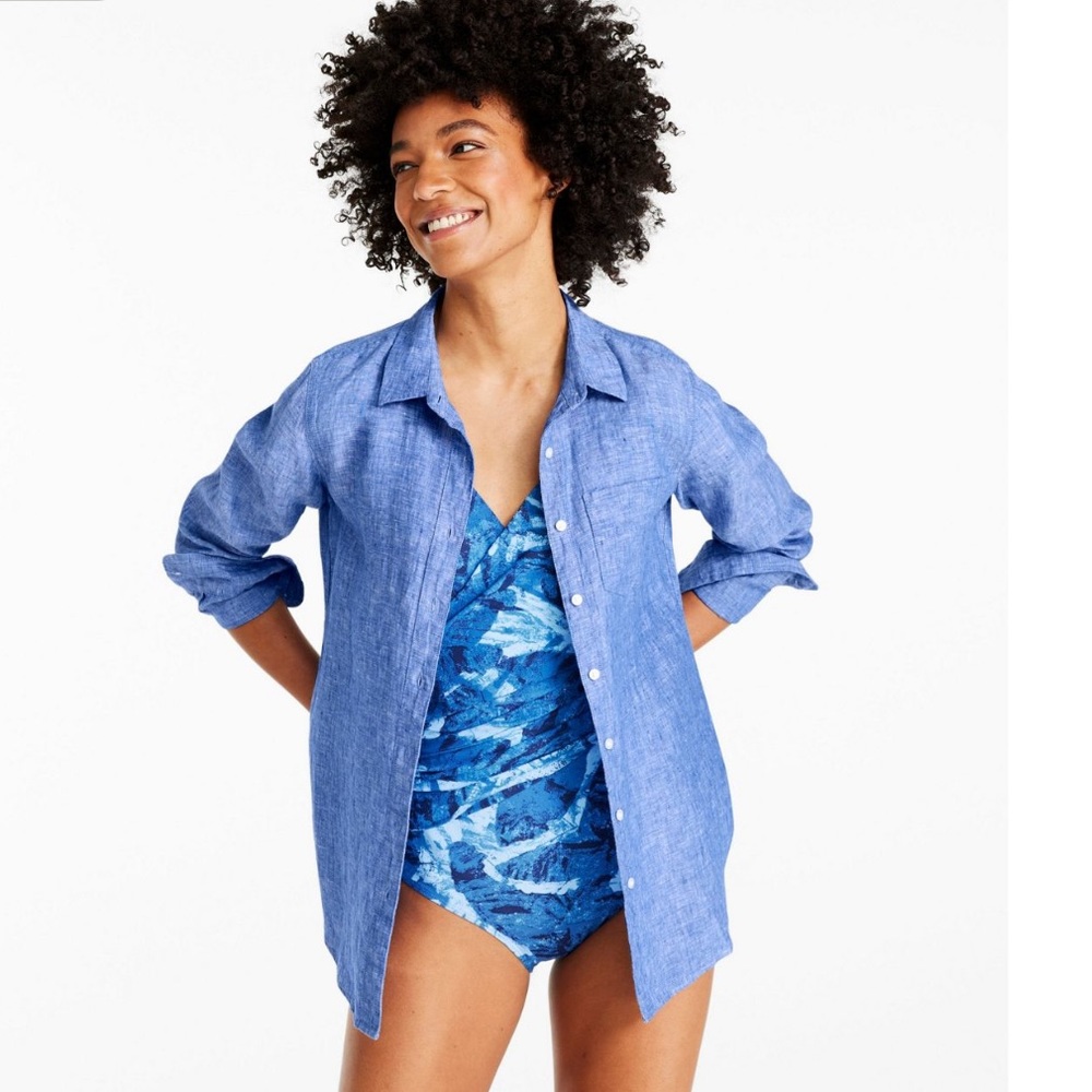 LL Bean Washable Linen Button Down Shirt